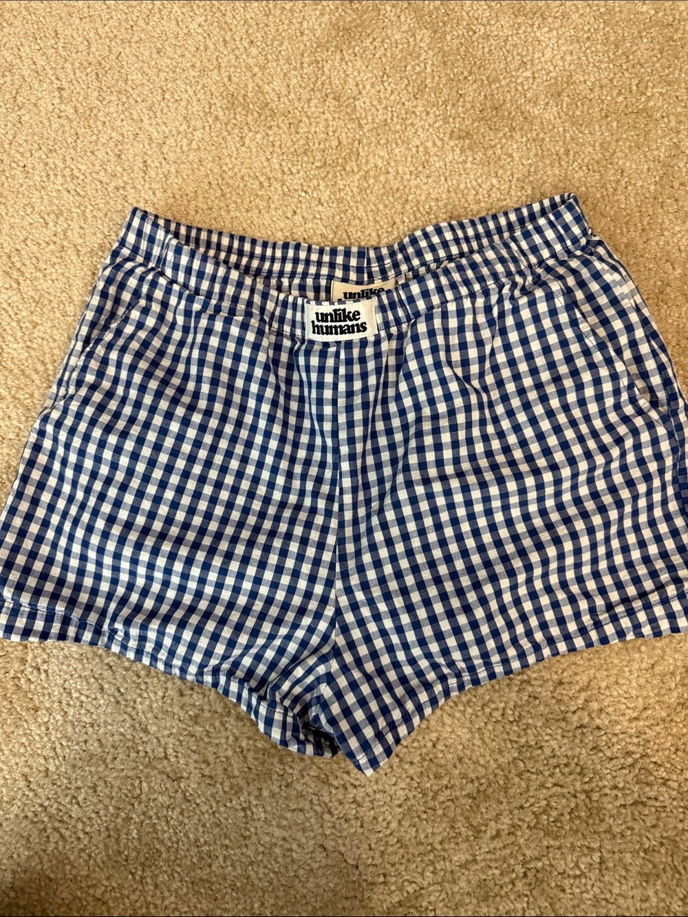 Unlike Humans Blue Gingham Women’s Shorts